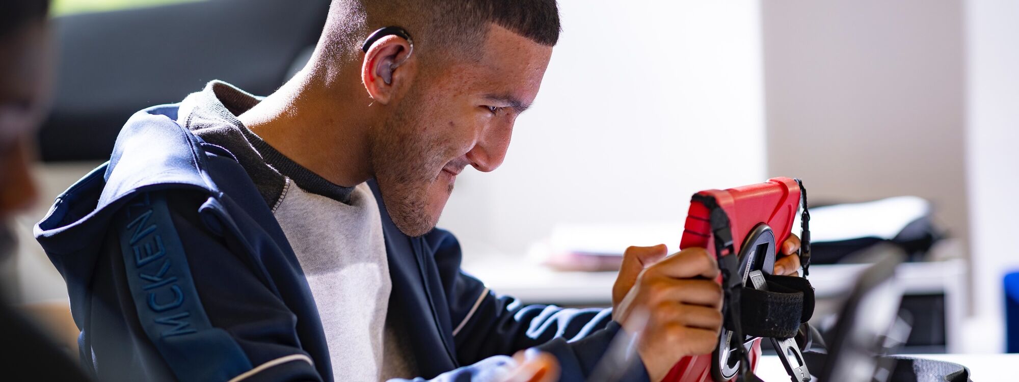 Student looking at an iPad